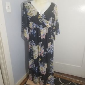 Bailey Blue Faux Wrap Floral Plus Size Maxi Dress